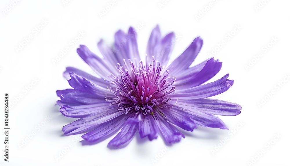 Single Purple Aster Bloom on White Background Single Purple Aster Bloom on White Background