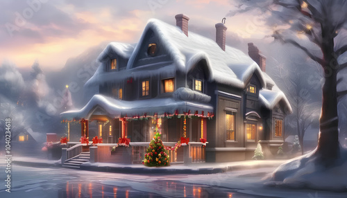 Christmas holiday background, Merry Christmas poster design small snow Christmas trees