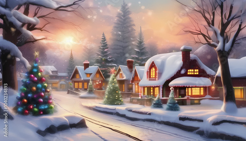 Christmas holiday background, Merry Christmas poster design small snow Christmas trees