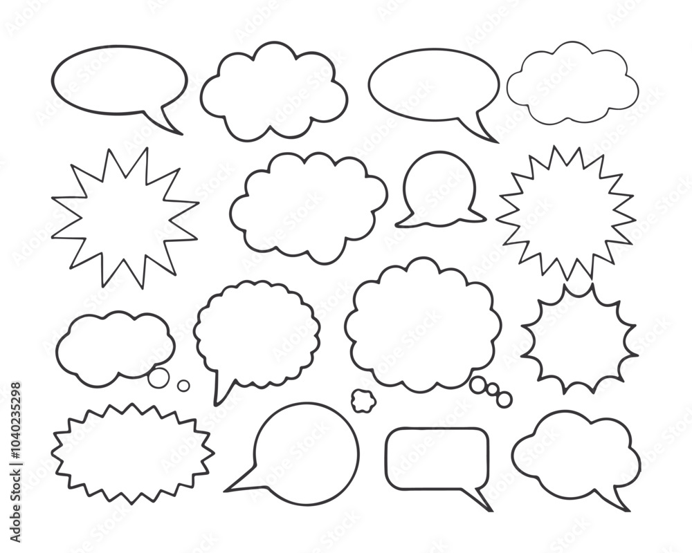 Speech bubble, speech balloon, chat bubble line art vector icon for apps and websites Speech bubble, speech balloon, chat bubble line art vector icon for apps and websites