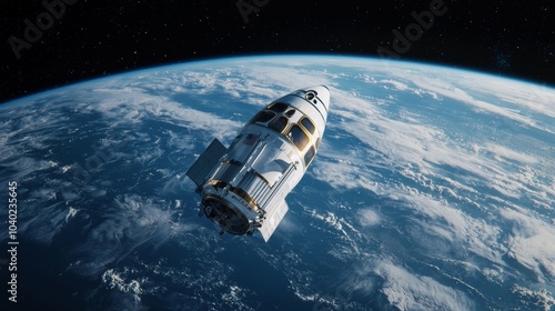 Space tourism with civilians aboard a luxury spacecraft, enjoying the view of Earth, stock photo style