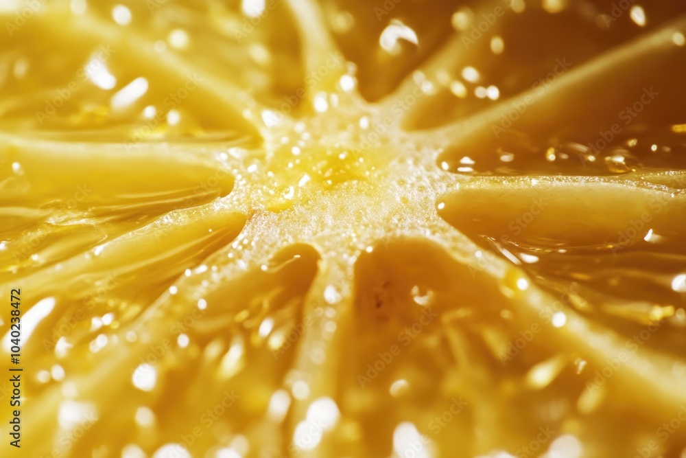 A close-up shot of a single slice of lemon with texture and details A close-up shot of a single slice of lemon with texture and details
