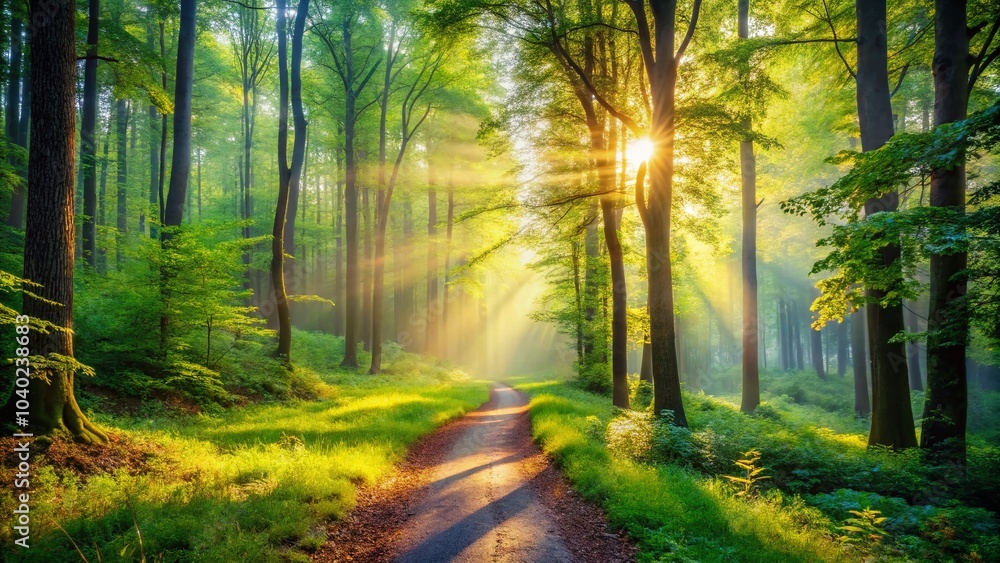 Fototapeta premium Serene Morning in the Woods - Long Exposure Capture of Nature's Tranquility