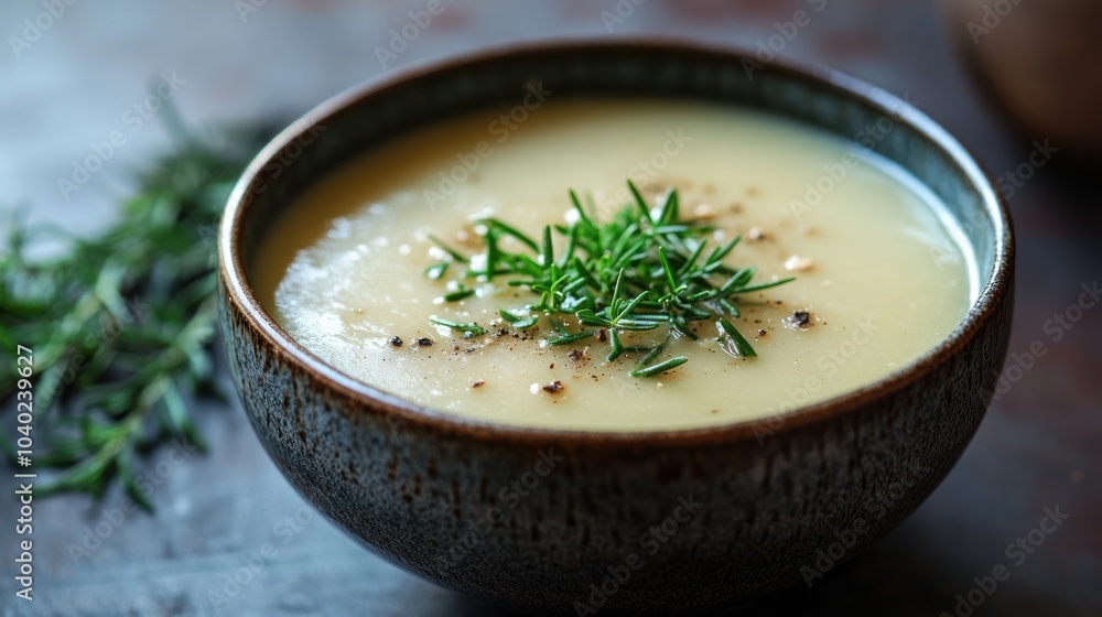 Creamy Soup with Rosemary Garnish Creamy Soup with Rosemary Garnish