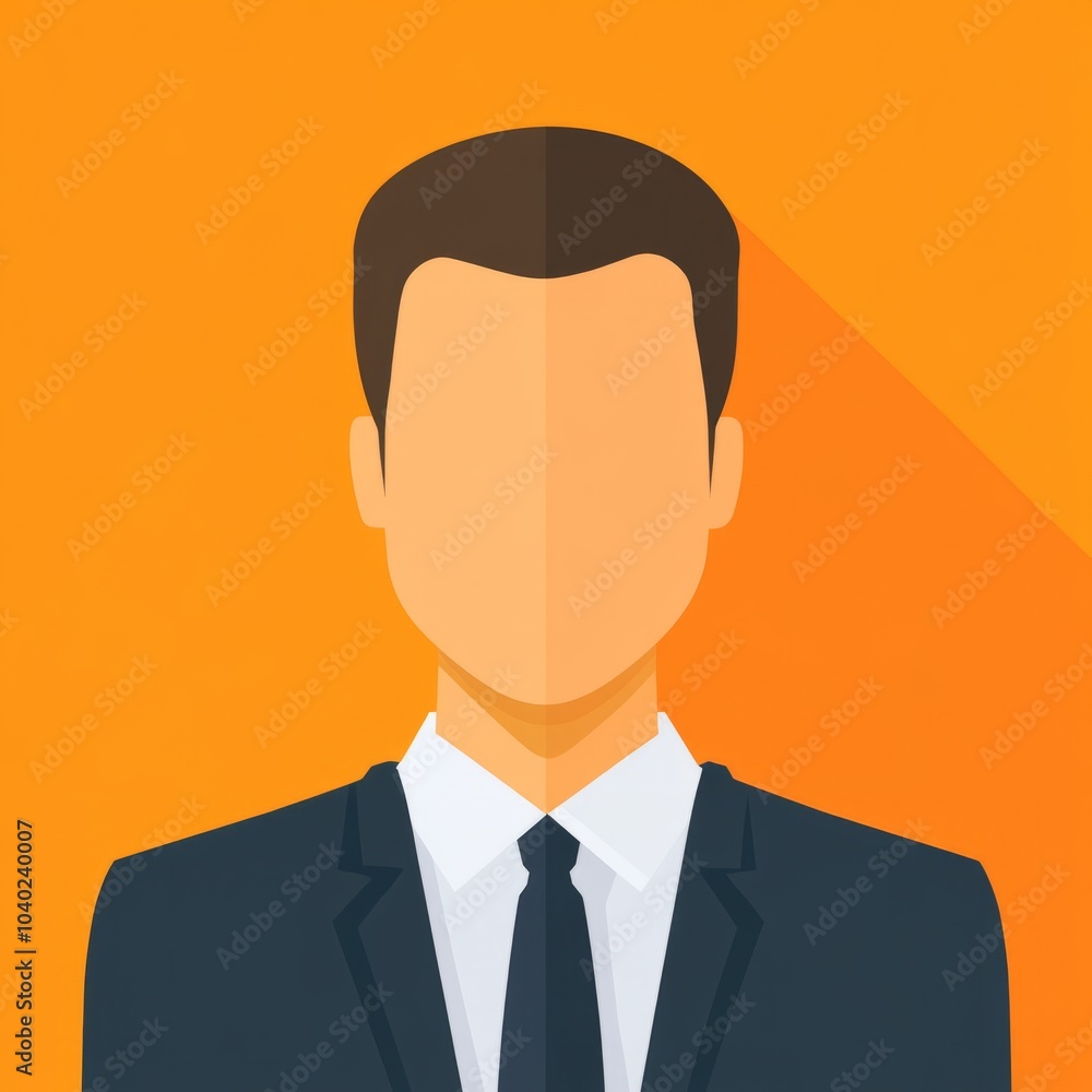 A minimalist illustration of a faceless man in a suit against an orange background. A minimalist illustration of a faceless man in a suit against an orange background.