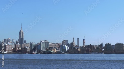 Stunning View of Manhattan Skyline from Pier A Park Pergola in Hoboken, NJ