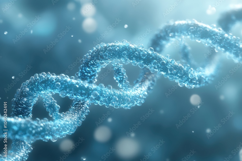Dynamic lab scene showcasing an innovative DNA structure with shimmering blue strands Dynamic lab scene showcasing an innovative DNA structure with shimmering blue strands