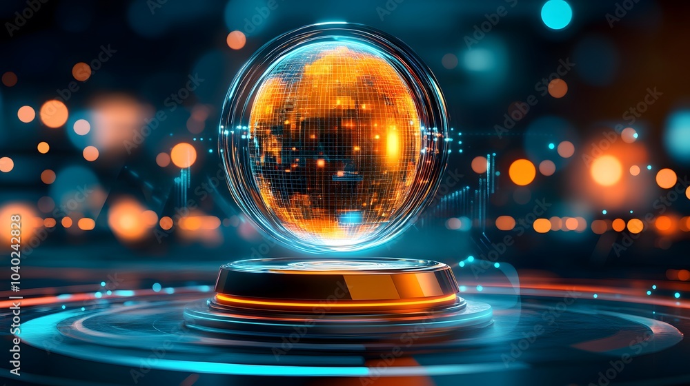 Futuristic glowing globe with digital elements Futuristic glowing globe with digital elements