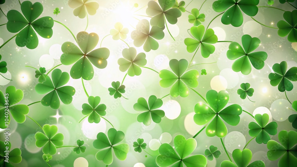 Shamrock Pattern Background with Bokeh Effect for St. Patrick's Day Celebrations Shamrock Pattern Background with Bokeh Effect for St. Patrick's Day Celebrations