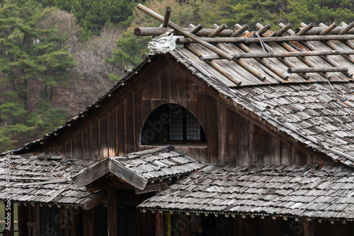 exterior of the old wooden building photo