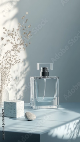 Wallpaper Mural Transparent perfume cosmetic, packaging mockup, minimalist background	 Torontodigital.ca