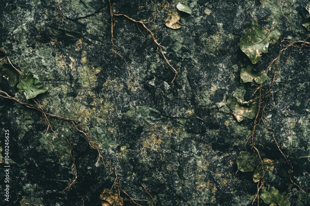 Obraz premium Close-up of a plant growing out of a rock, with earthy tones and natural textures