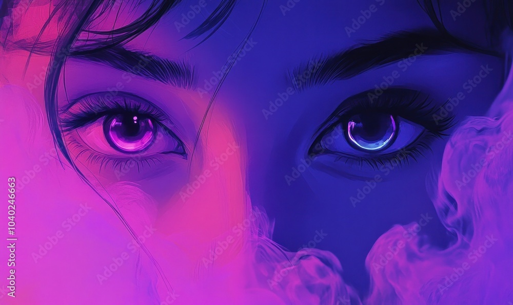 Ethereal Eyes in Neon Fog Ethereal Eyes in Neon Fog