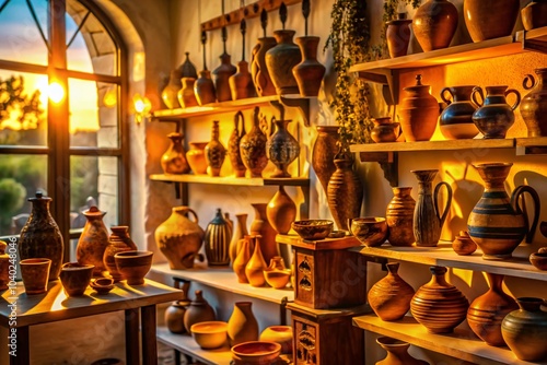 Silhouette of Traditional Souvenirs in a Crete Shop - Greek Treasures for Tourists