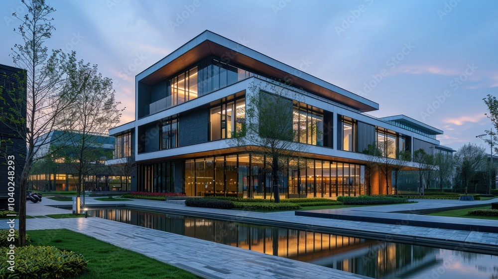 Modern university campus with smart technology integration Modern university campus with smart technology integration