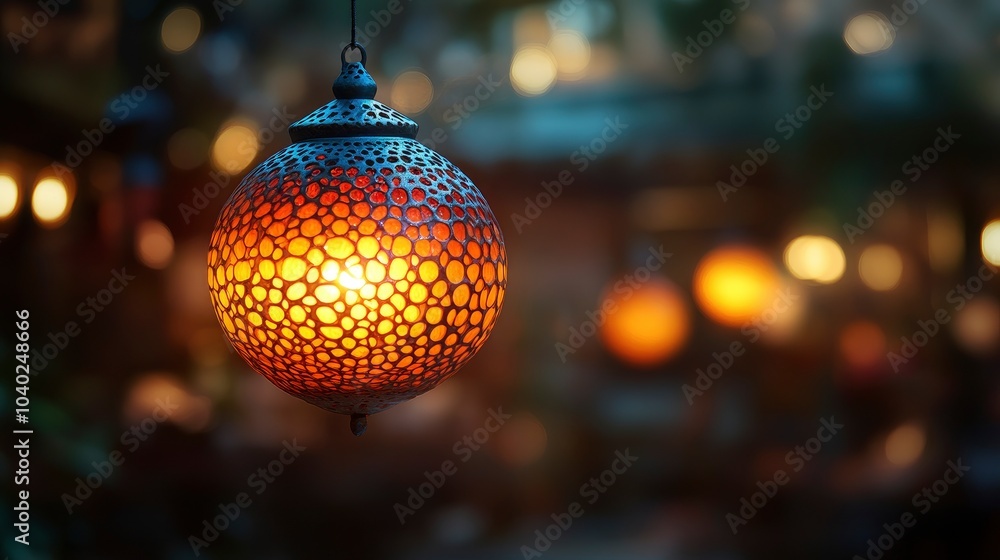 Intricately designed lantern glowing in a cozy evening atmosphere Intricately designed lantern glowing in a cozy evening atmosphere
