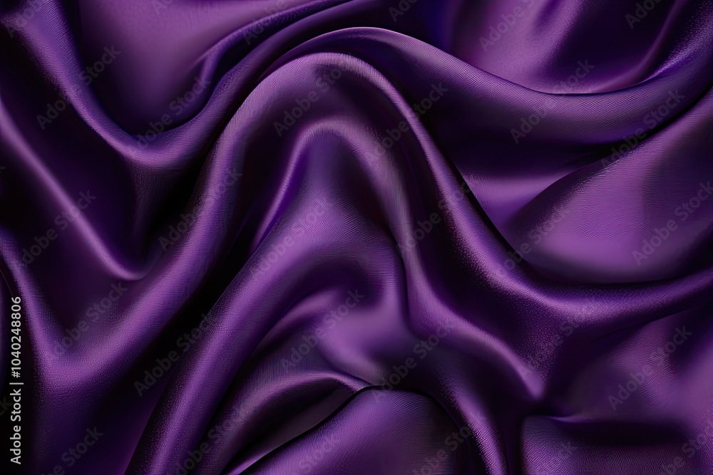 Fototapeta premium Luxurious purple silk fabric with smooth, flowing textures, ideal for elegant presentations and fashionable designs.