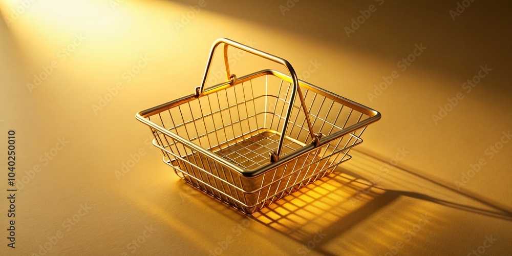 Simple Gold Shopping Basket Silhouette for App and Website Design Simple Gold Shopping Basket Silhouette for App and Website Design