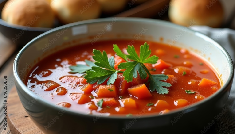 Warm up with a bowl of hearty tomato soup Warm up with a bowl of hearty tomato soup