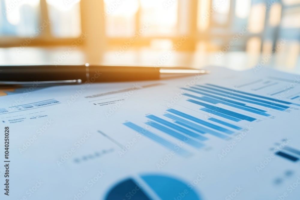 Close-up of bar graphs with a pen subtly in view Close-up of bar graphs with a pen subtly in view