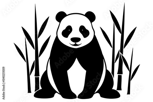 panda silhouette in bamboo forest