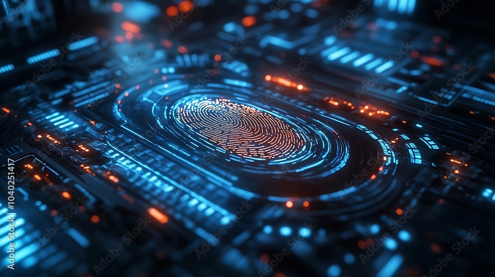 Close-up of a fingerprint being scanned for forensic analysis, holographic data readouts and glowing biometric details, dark cyber environment with blue ambient light, high-tech style, Close-up of a fingerprint being scanned for forensic analysis, holographic data readouts and glowing biometric details, dark cyber environment with blue ambient light, high-tech style,