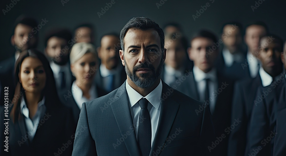 a young man in business attire stands out among his colleagues, leading an office team with confidence and determination. a young man in business attire stands out among his colleagues, leading an office team with confidence and determination.