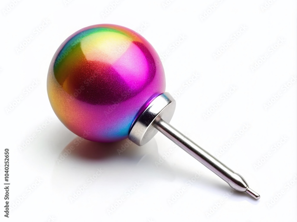 Small Pin with Ball on White Background - Stationery Photography for Office Supplies and Creative Projects Small Pin with Ball on White Background - Stationery Photography for Office Supplies and Creative Projects