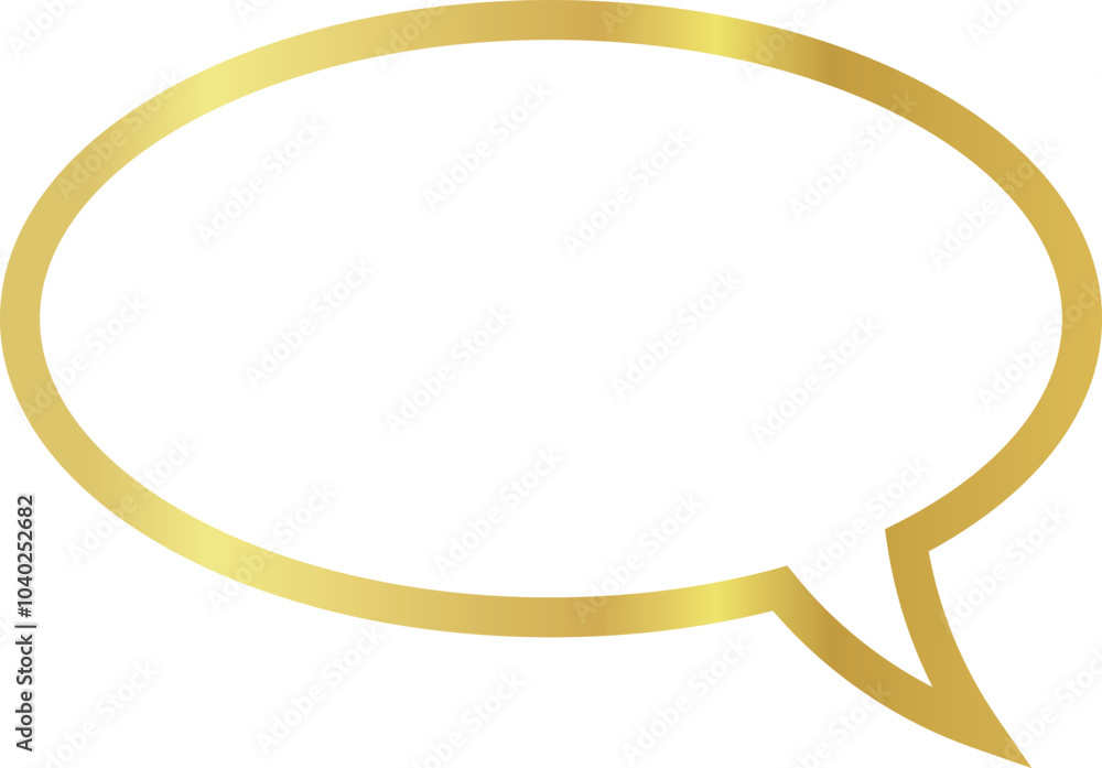 16x9 aspect ratio oval gold metallic dialogue box. Blank outline message bubble with distinctive curved tail pointing to the right on transparent background. 16x9 aspect ratio oval gold metallic dialogue box. Blank outline message bubble with distinctive curved tail pointing to the right on transparent background.