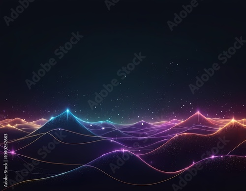 Abstract digital wave dots patterns in colorful tones against a dark background a modern design