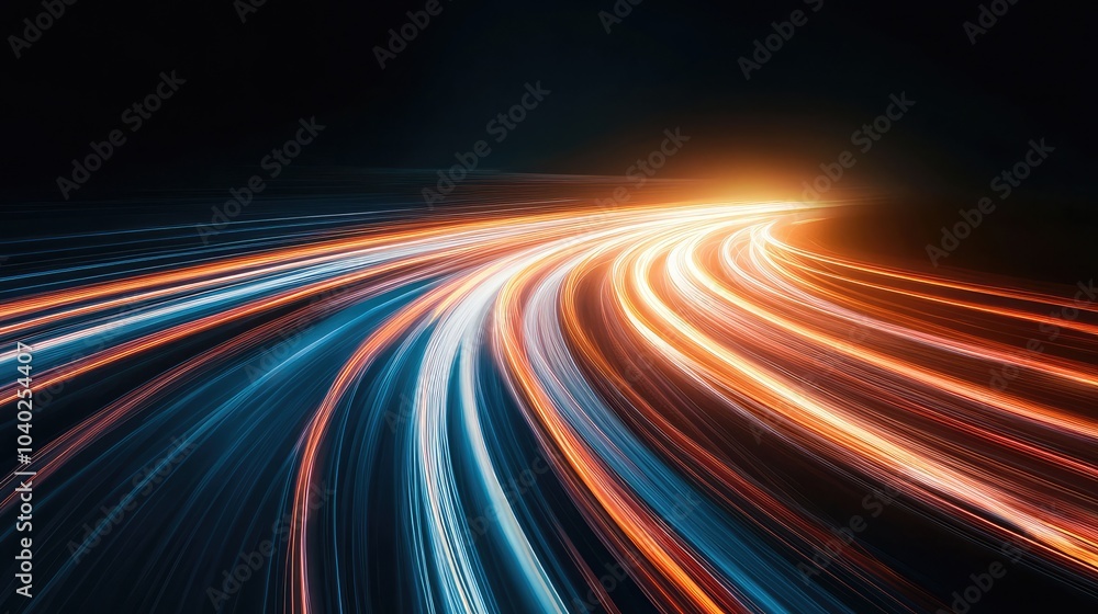 High-speed light trails on a dark background for a dynamic design High-speed light trails on a dark background for a dynamic design