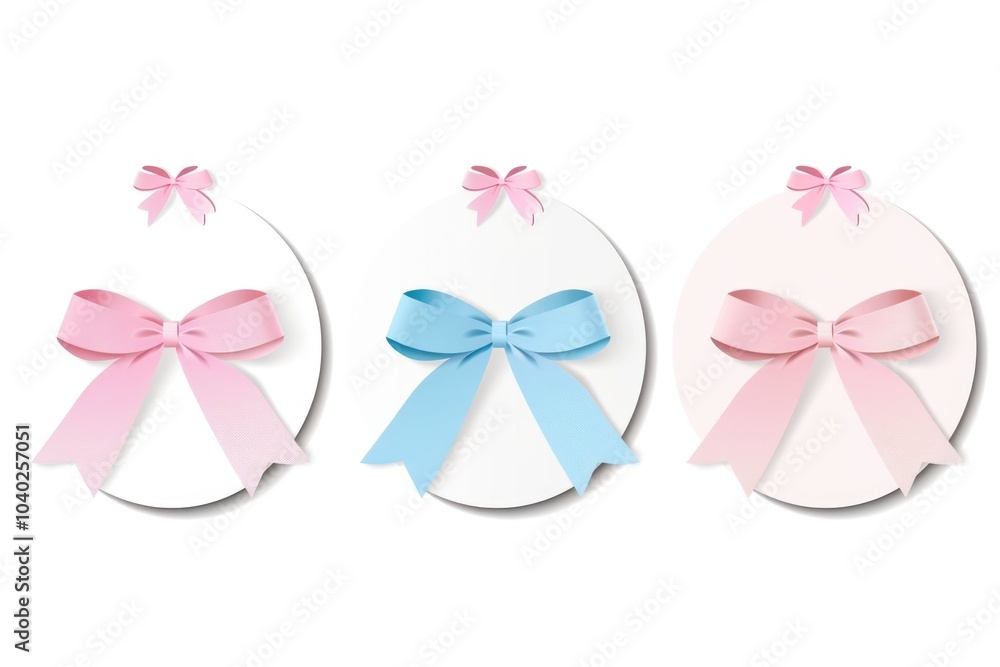 Three colorful paper bows on a white background Three colorful paper bows on a white background
