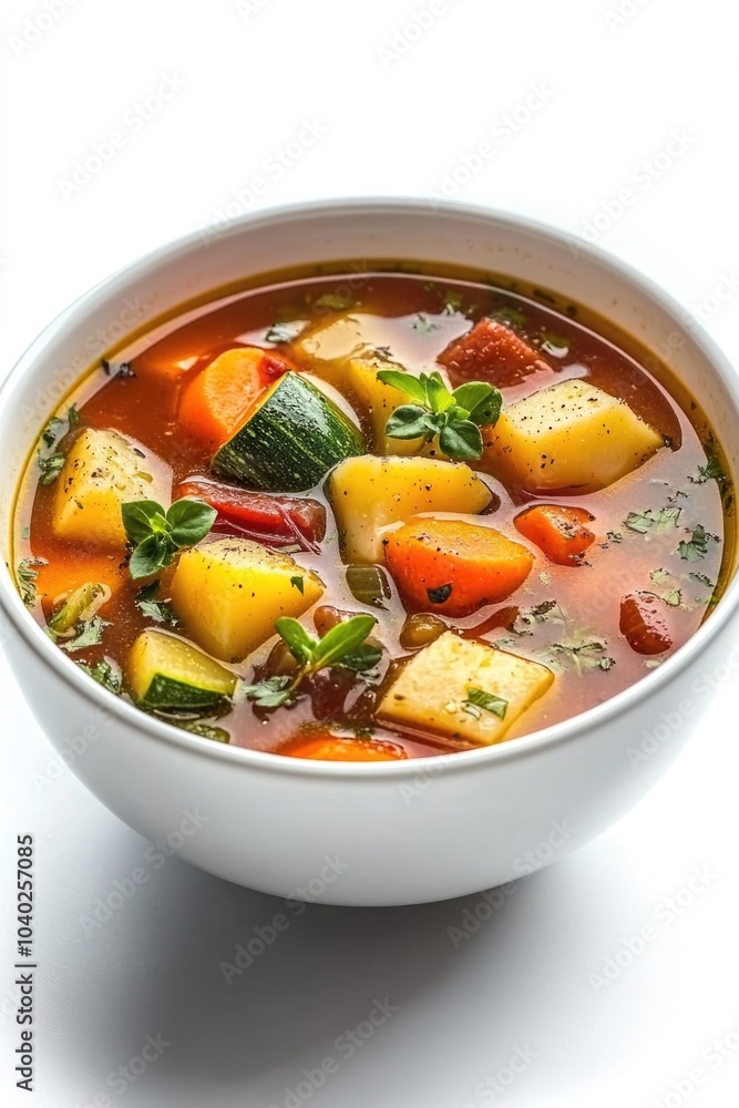 A bowl filled with hot soup and colorful vegetables, perfect for lunch or dinner A bowl filled with hot soup and colorful vegetables, perfect for lunch or dinner