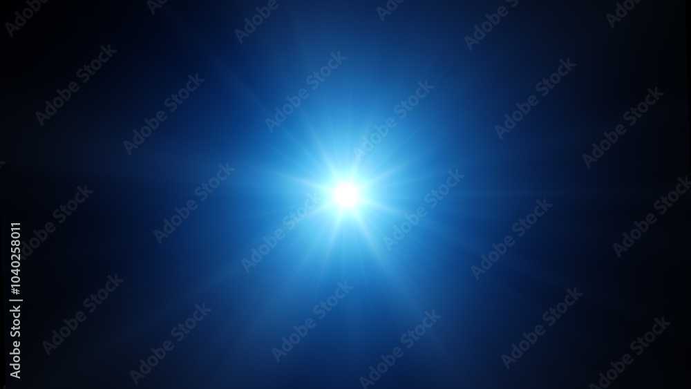 Obraz premium Blue Light flashes of light. Star and flare explosion, rays effect.
