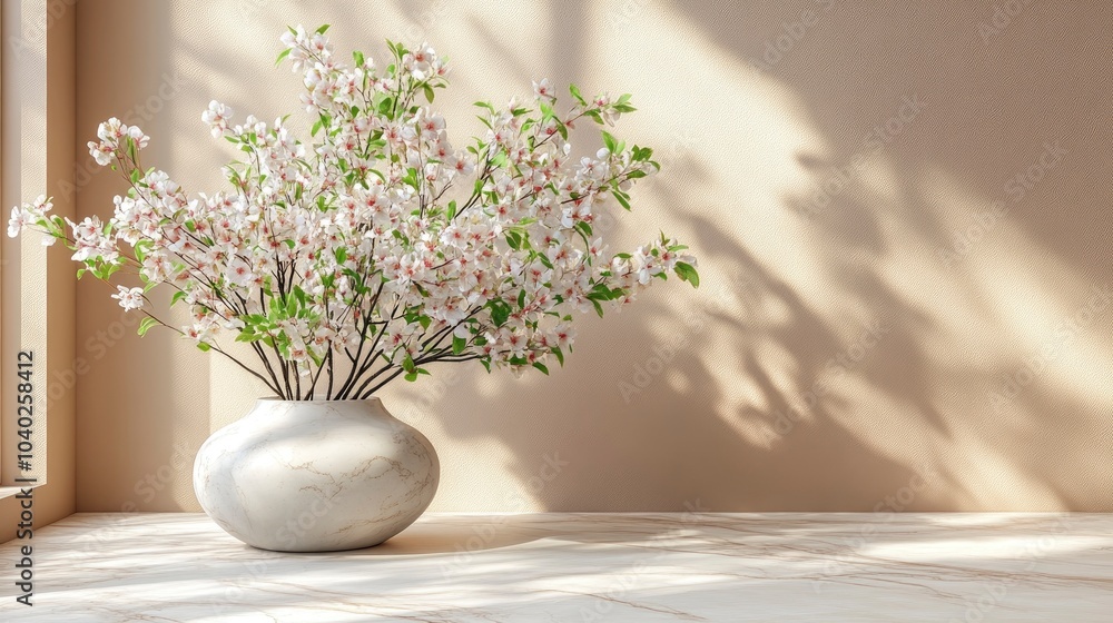 Fototapeta premium Elegant floral arrangement in a stylish vase with soft lighting
