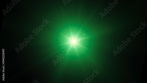 Light effect of green glowing light. Solar flare. Glow effect. Starbursts