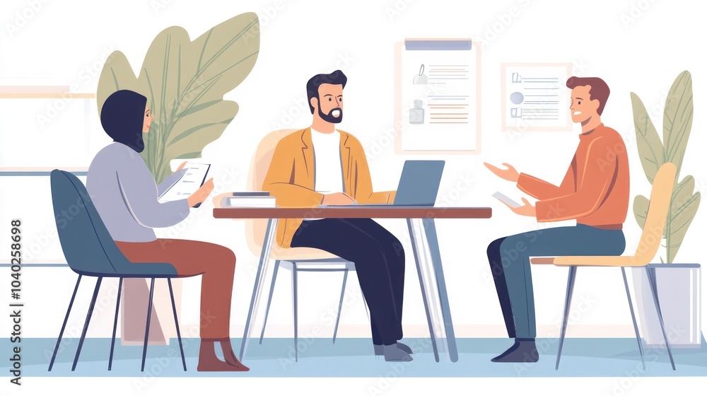 Insurance agent meeting with clients to discuss different policy options Insurance agent meeting with clients to discuss different policy options