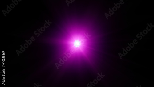 Purple sunlight glare holographic radiance effect with blur. Shining light beam.