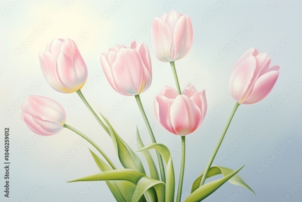 Painting of tulip bouquet blossom flower plant. Painting of tulip bouquet blossom flower plant.