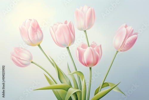 Wallpaper Mural Painting of tulip bouquet blossom flower plant. Torontodigital.ca