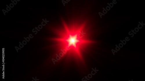 Red Star Burst Explosion with Glowing Light and Fiery Cosmic Energy