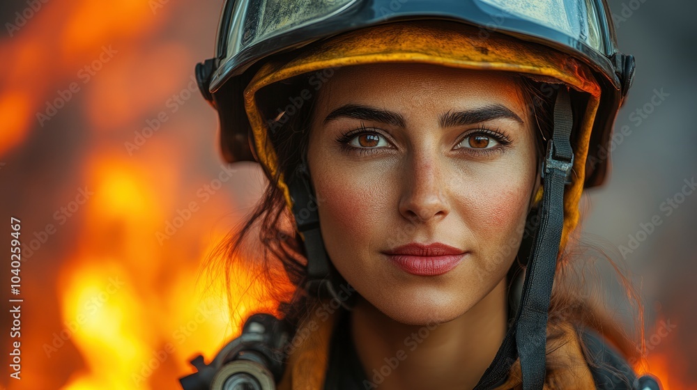 Courageous firefighter confronting flames with determination and strength Courageous firefighter confronting flames with determination and strength