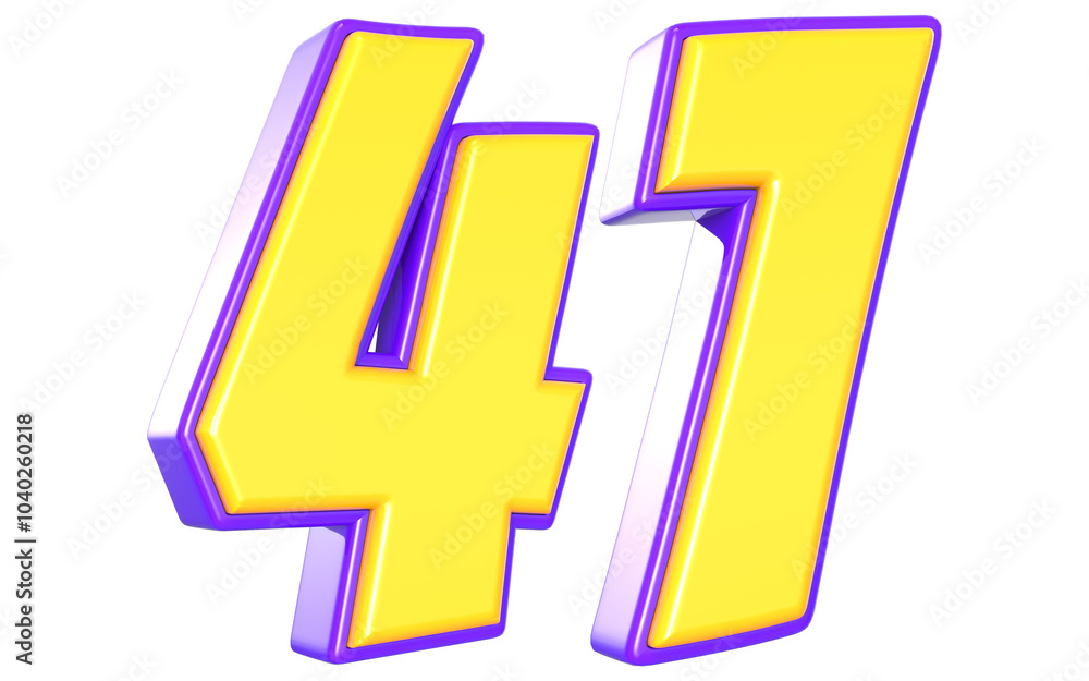 Obraz premium 41 Number 3D Yellow And Purpale
