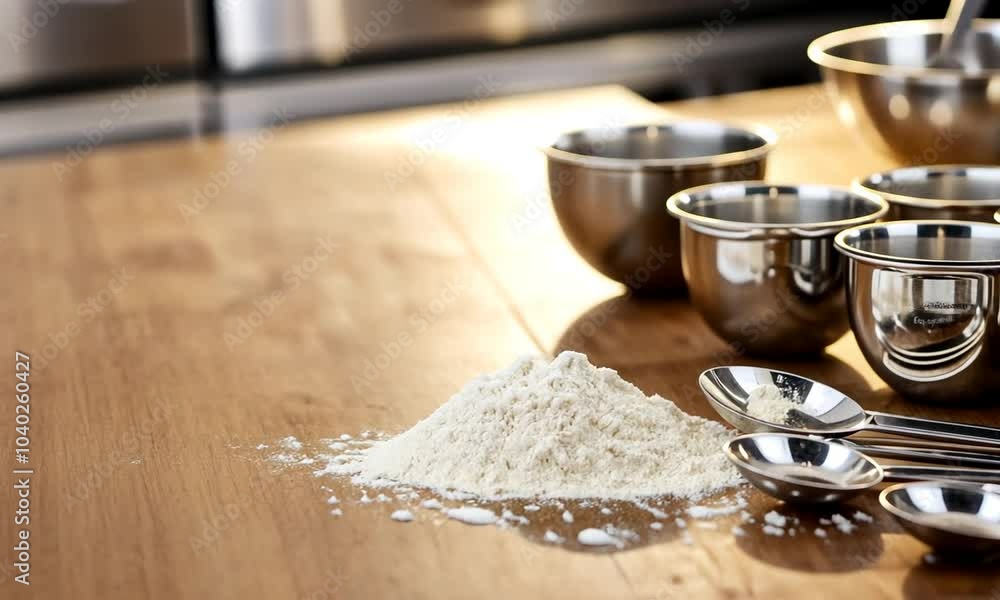 Baking Supplies on a Wooden Table Baking Supplies on a Wooden Table
