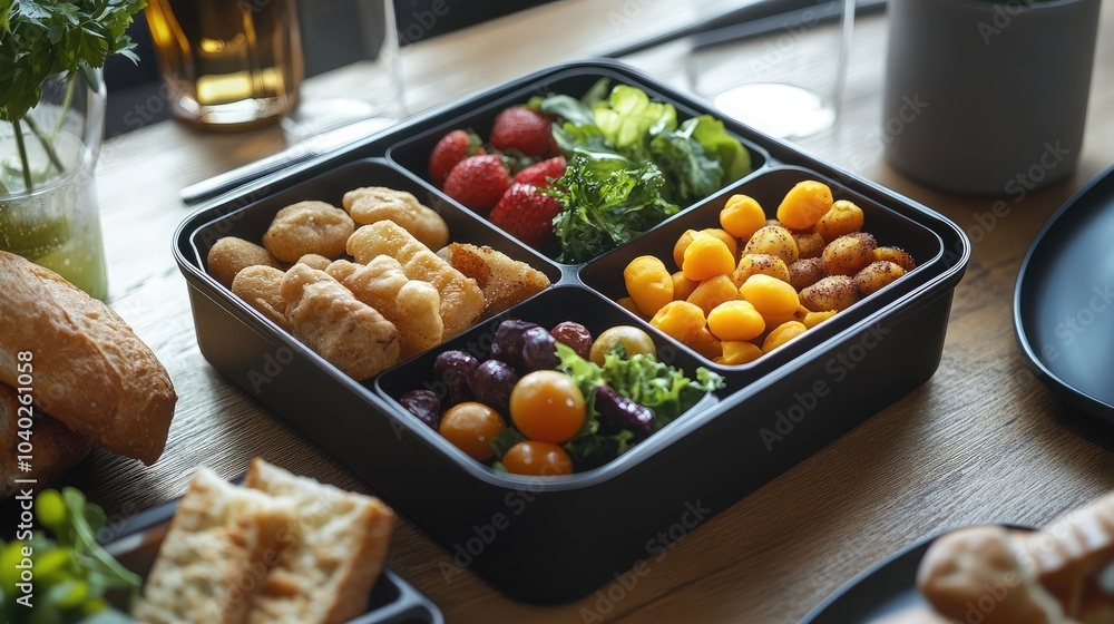 Lunchbox with healthy snacks, ideal for back-to-school or workday meal promotions. Lunchbox with healthy snacks, ideal for back-to-school or workday meal promotions.