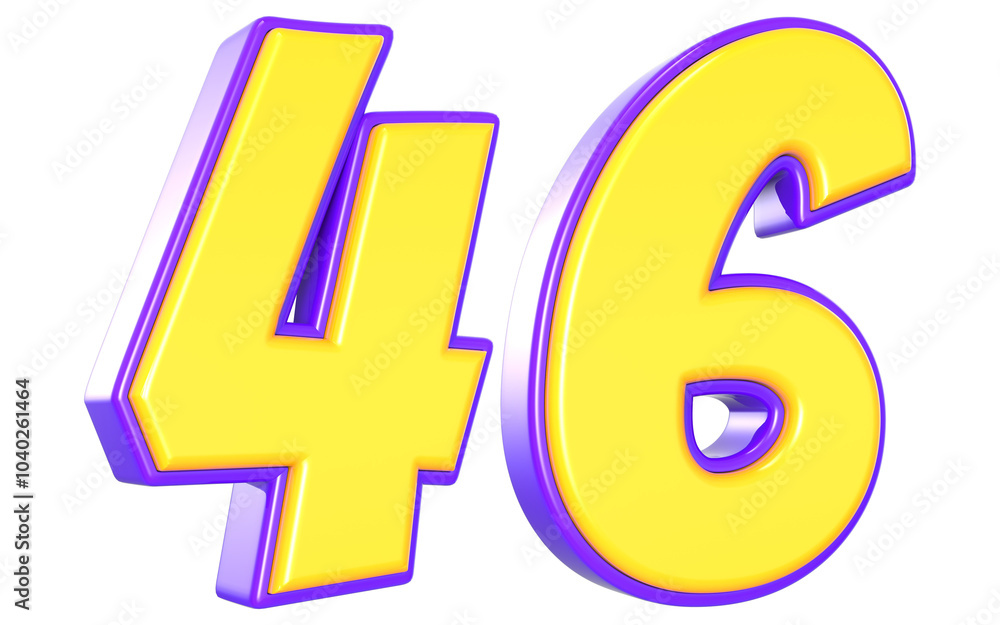 46 Number 3D Yellow And Purpale 46 Number 3D Yellow And Purpale
