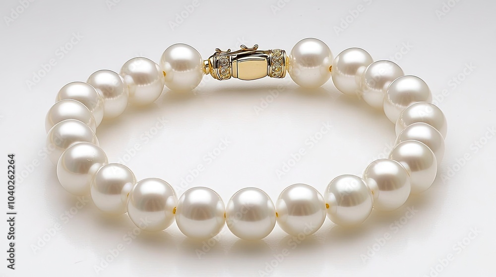 Elegant pearl bracelet with a golden clasp for special occasions Elegant pearl bracelet with a golden clasp for special occasions