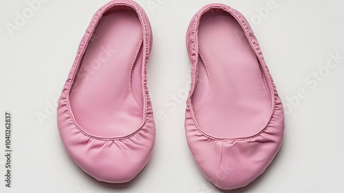 Stylish pink ballet flats on a neutral background