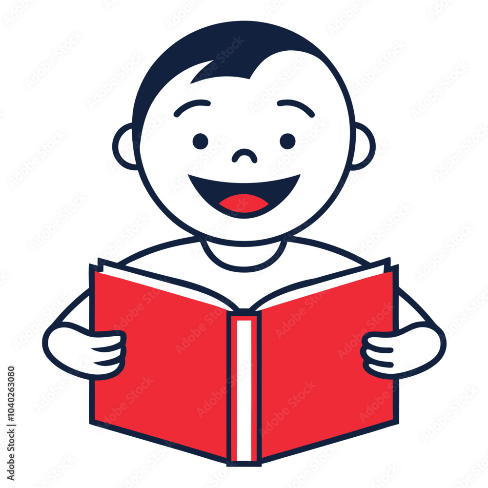 Child Reading Book Vector Illustration Playful Education and Learning Design for Kids Child Reading Book Vector Illustration Playful Education and Learning Design for Kids