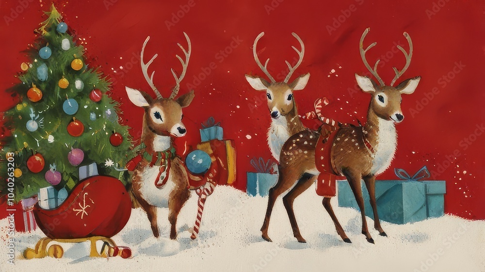 Reindeer toy with red nose Christmas background Reindeer toy with red nose Christmas background